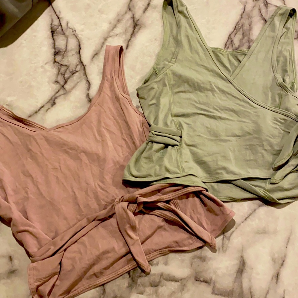 2 Lululemon cropped wrap ballet/yoga top size 6.